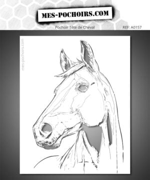 Pochoir Portrait de Cheval - Dessin animalier riche en détails, avec un travail graphique sur les contours, les ombres et les textures.