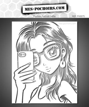 Stencil Selfie Pop – Personaggio stilizzato con occhiali e smartphone