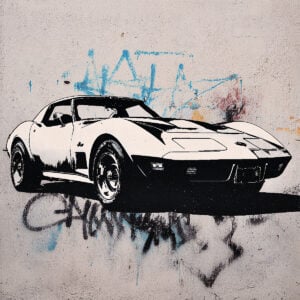 Inspiration de graffiti avec une voiture de collection corvette américaine